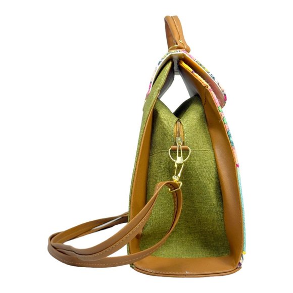 Artisan Made Frida Kahlo Canvas Faux Leather Tote Backpack From Coyoacan Mexico - Picture 7 of 14